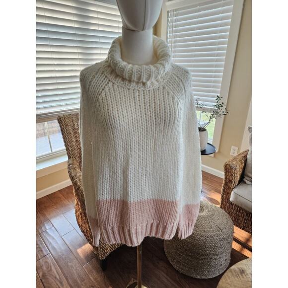 Reiss Sweaters - Reiss Hettie Chunky Knit Roll Neck Color Block Wool Blend Sweater L EUC